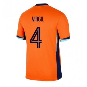 Billiga Nederländerna Virgil van Dijk #4 Hemmatröja EM 2024 Kortärmad